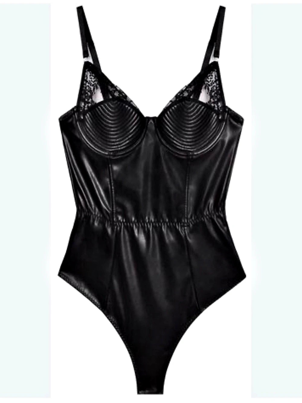 Fleur du Mal Black Lace Bodysuit Size Medium Like New